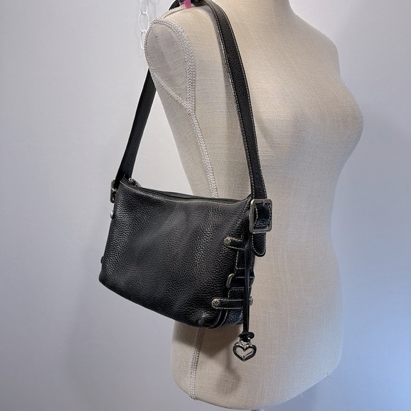 Brighton Bag Black Pebble Grain Leather Zip top Style D 238024 Baguette y2k - Picture 10 of 10